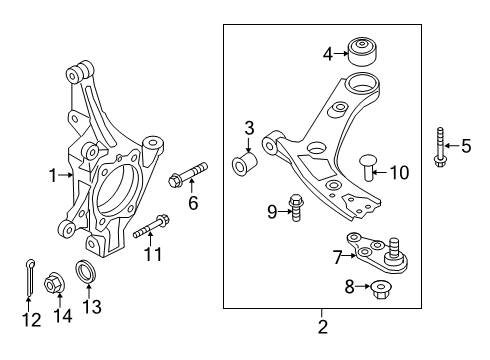 2022 Hyundai Palisade Front Suspension Components, Lower Control Arm, Stabilizer Bar Bolt Diagram for 11419-12226-K
