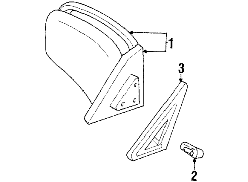 1998 Chevrolet Prizm Outside Mirrors Mirror, Outside Rear View *Black Diagram for 94857544