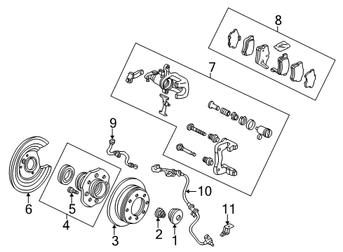 2000 Honda Accord Rear Brakes Hose Set, Rear Brake Diagram for 01466-S84-A00