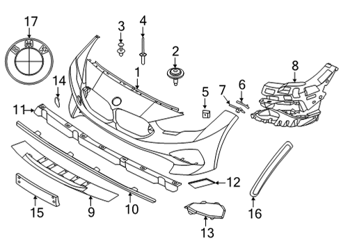 2020 BMW 228i xDrive Gran Coupe Bumper & Components - Front Support, Bumper Diagram for 51117301619