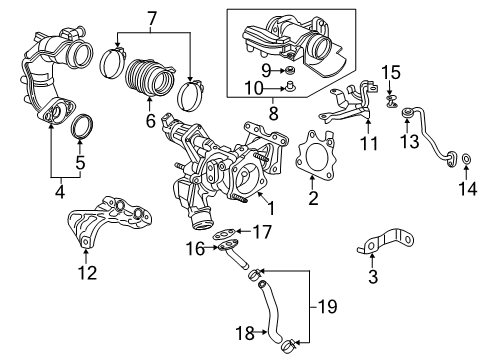 2018 Honda Accord Turbocharger Gasket A, Turbocharger Diagram for 18233-6A0-004