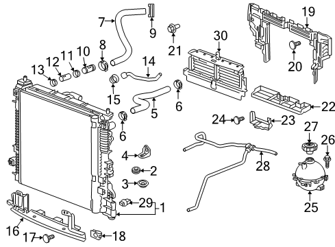 2019 GMC Acadia Radiator & Components Lower Hose Connector Diagram for 23333192