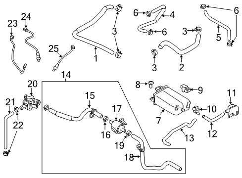 2017 Nissan Titan Emission Components Hose Emission Control Diagram for 18791-EZ30A