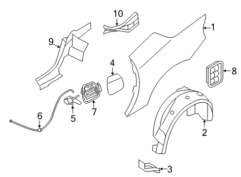 2011 BMW Z4 Quarter Panel & Components Filler Flap Actuator Diagram for 67117200675