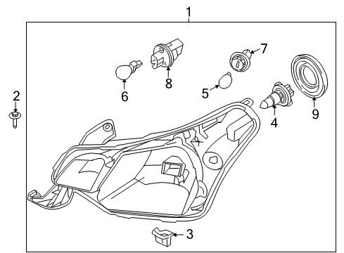 2009 Ford Focus Headlamps Rear Cap Diagram for 8S4Z-13N019-A