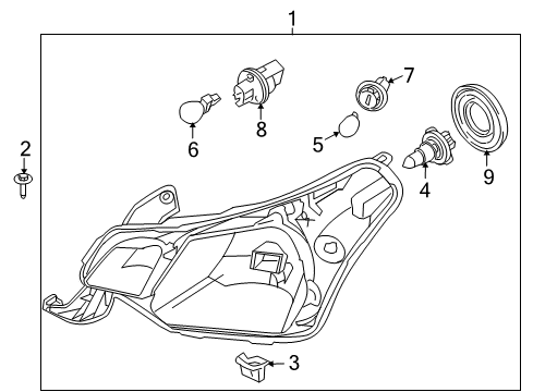 2009 Ford Focus Headlamps Composite Assembly Diagram for 8S4Z-13008-E