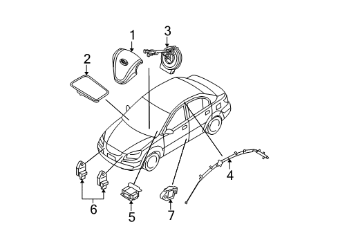 2008 Hyundai Accent Air Bag Components Curtain Air Bag Module, LH Diagram for 85010-1E000