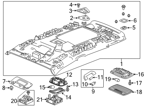 2018 Honda Fit Sunroof Microphone Assy., Array *NH882L* (With Garnish) (PLATINUM GRAY) Diagram for 39180-T5R-A20ZA