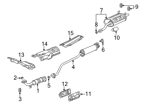 2005 Acura RSX Exhaust Components Muffler Set, Exhaust Diagram for 18030-S6M-A60