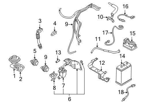 2002 Chrysler Sebring Emission Components Hose-Emissions Vacuum Lines Diagram for MD367536