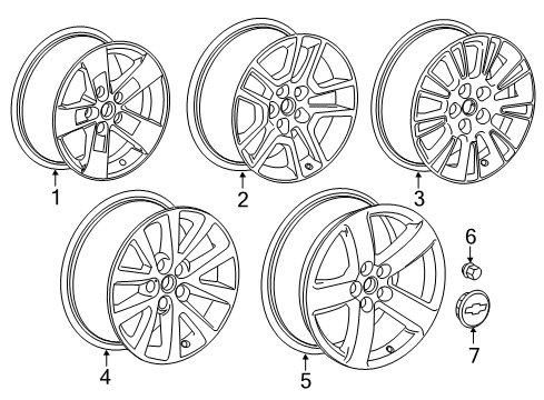 2016 Chevrolet Malibu Limited Wheels Wheel, Alloy Diagram for 23483622
