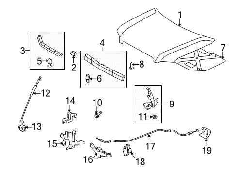 2007 Toyota Highlander Hood & Components Front Seal Diagram for 53382-48040