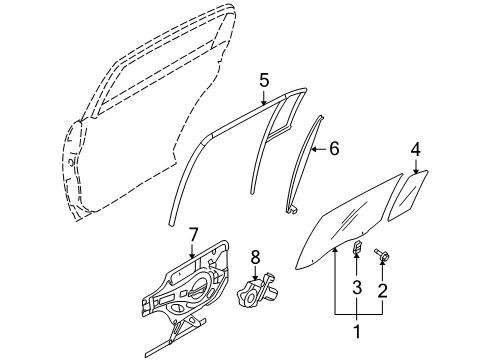 2006 Kia Amanti Front Door Regulator Assembly-Rear Door Diagram for 834013F010