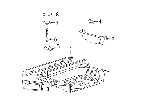 2011 Lincoln Town Car Rear Floor & Rails Rear Floor Pan Diagram for 3W1Z-5411215-AA