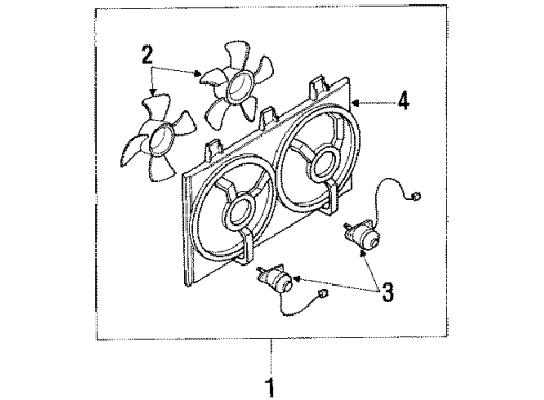 1994 Nissan Maxima Cooling System, Radiator, Water Pump, Cooling Fan Motor Assy-Fan & Shroud Diagram for 21481-96E10