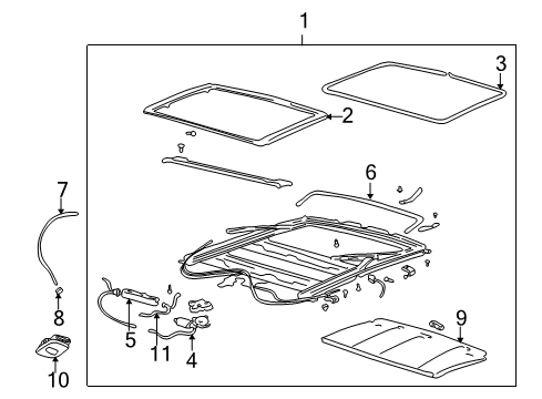 1998 Buick Century Sunroof Sunshade Asm, Sun Roof (Gray) <Use 1C3J*Gray Diagram for 12533700