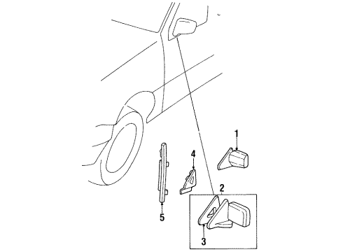 1996 Honda Passport Mirrors Mirror Assembly, Passenger Side Door Diagram for 8-97085-371-3