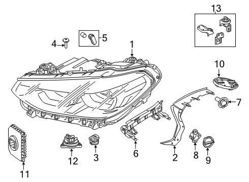 2019 BMW X3 Headlamps Led Module, Direction Indicator, Right Diagram for 63117466112