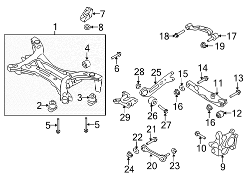 2009 Saab 9-3 Rear Suspension Components, Lower Control Arm, Upper Control Arm, Stabilizer Bar Rear Lower Control Arm Nut Diagram for 11900443