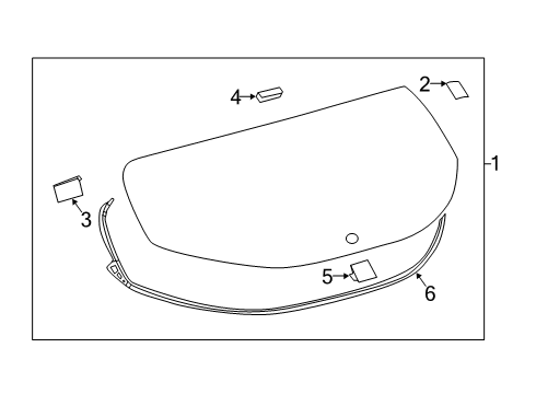 2020 Toyota Corolla Lift Gate - Glass & Hardware Lift Gate Glass Spacer Diagram for 64818-12080