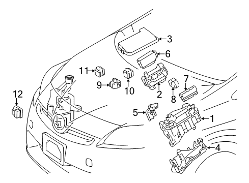 2012 Toyota Prius V Electrical Components Relay Box Diagram for 82660-26270