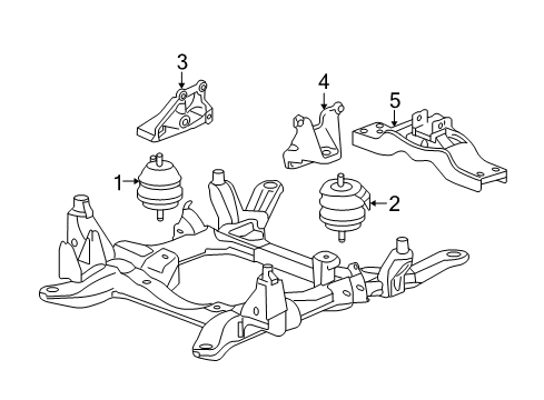 2006 Cadillac STS Engine & Trans Mounting Transmission Mount Diagram for 25892304