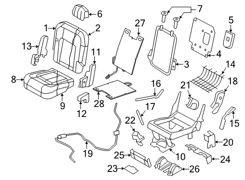 2013 Lincoln Navigator Rear Seat Components Seat Back Heater Diagram for 9L1Z-14D696-C