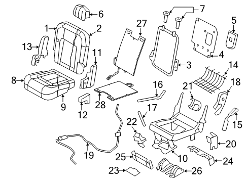 2013 Lincoln Navigator Rear Seat Components Track End Cover Diagram for 7L1Z-78600A46-B