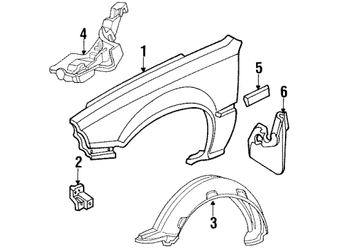 1985 Honda Civic Fender & Components, Exterior Trim Fender, Right Front (Inner) Diagram for 61140-SF7-010
