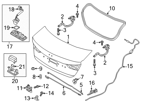 2017 Hyundai Elantra Trunk Lid Bumper-Tail Gate OVERSL Diagram for 1737616028B