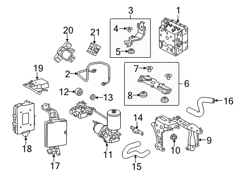 2017 Toyota Highlander Anti-Lock Brakes ABS Control Unit Diagram for 44050-0E190