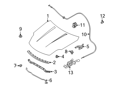 2004 Nissan 350Z Hood & Components Rod-Hood Support Diagram for 65771-CD000