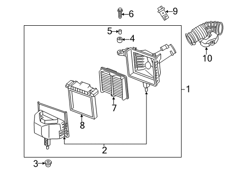 2014 Infiniti Q70 Air Intake Air Cleaner Diagram for 16500-1MG0D