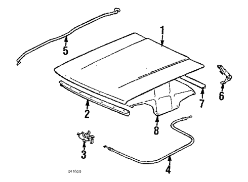 1986 Toyota Corolla Hood & Components Hood Support Rod Diagram for 53451-12070