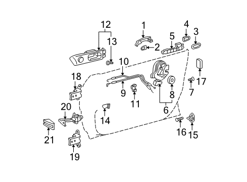 2003 Lexus ES300 Rear Door - Lock & Hardware Handle, Outside Pad Diagram for 69241-AA010