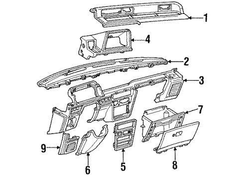 1989 Toyota Van Instrument Panel Panel Sub-Assy, Instrument Cluster Finish Diagram for 55404-28010-02