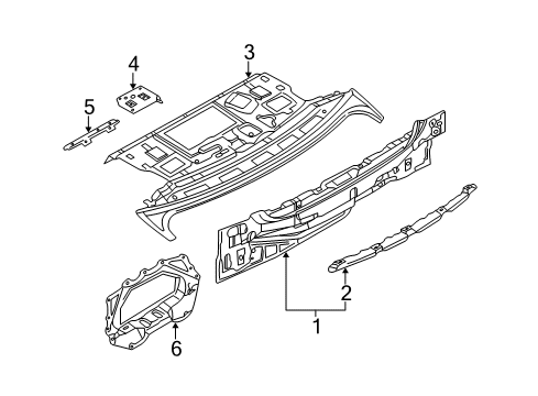 2000 Nissan Maxima Rear Body Bracket Parcel Shelf Trim Diagram for 79439-2Y000