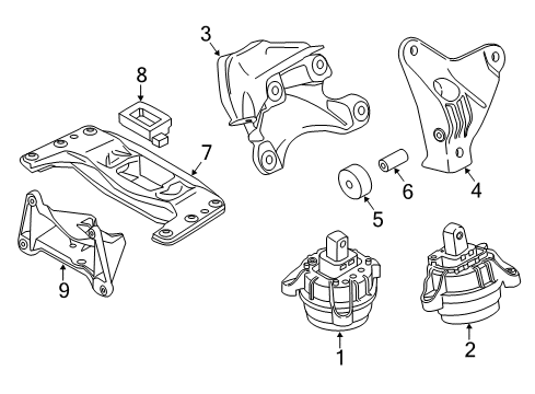 2015 BMW 740Li Engine & Trans Mounting Transmission Support Diagram for 22326781235