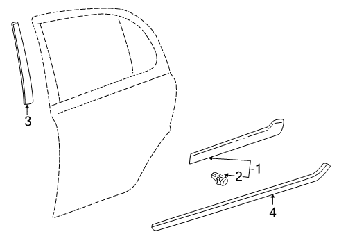 2001 Toyota Echo Exterior Trim - Rear Door Lower Molding Diagram for 75746-52030