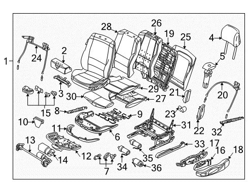 2000 BMW 323Ci Power Seats Actuation Unit Right Diagram for 52108263134