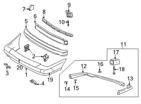 2000 Volvo S70 Rear Bumper Spoiler Diagram for 3542258