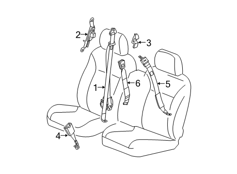 2008 Chevrolet Colorado Seat Belt Adjuster Asm-D & Passenger Seat Shoulder Belt Guide *Medium Duty Dark Pewter Diagram for 25775462