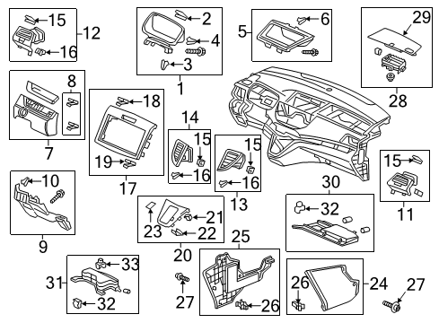2016 Honda CR-V Cluster & Switches, Instrument Panel Clip, Fitting Diagram for 90666-SD4-003