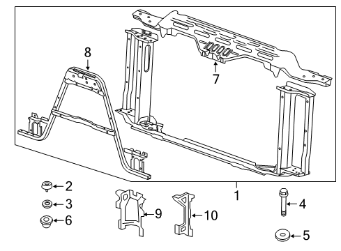 2013 GMC Sierra 2500 HD Radiator Support Radiator Support Diagram for 22825905