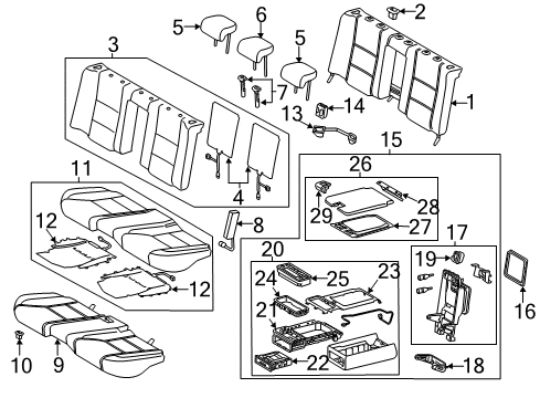 2013 Lexus GS450h Rear Seat Components Rear Seat Center Armrest Cup Holder Sub-Assembly Diagram for 72806-30120-B0