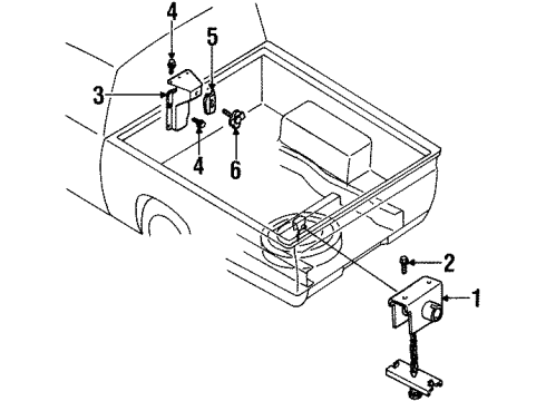 1987 Nissan D21 Carrier & Components - Spare Tire Bolt Hex Diagram for 08127-0201G