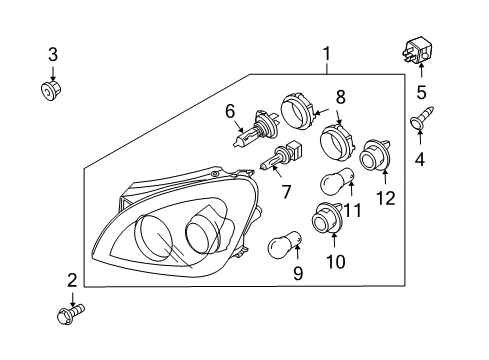 2008 Kia Rondo Bulbs Driver Side Headlight Assembly Diagram for 921011D031