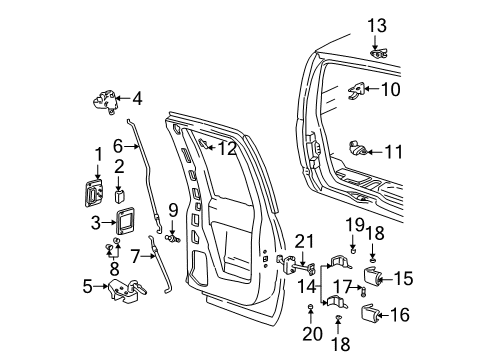 1998 GMC C1500 Back Door Control Assembly-Rear Side Door Latch Diagram for 15160507