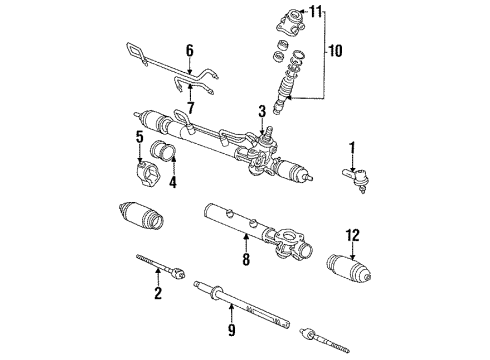 1992 Toyota Camry P/S Pump & Hoses, Steering Gear & Linkage Pinion Diagram for 44201-33030