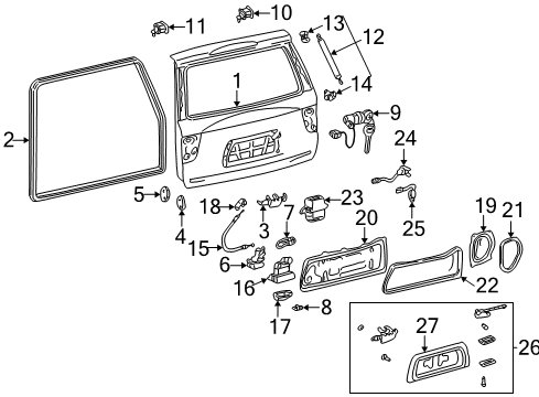 2001 Toyota Sequoia Lift Gate Hinge Diagram for 68810-08010